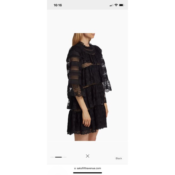 Doen Oralie Lace Tiered Dress size S NWT A-Line Black Witchy Whimsigoth - Picture 3 of 15